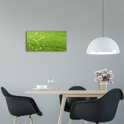 Langwerpige wandklok van glas Groen gras