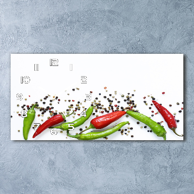 Glazen klok horizontaal Chilipepers