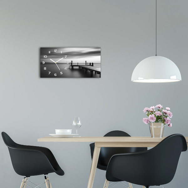 Glazen klok horizontaal Steiger aan het meer