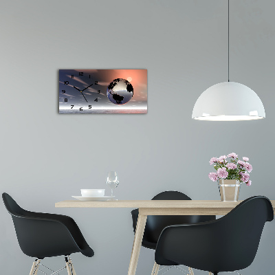 Langwerpige wandklok van glas Planeet Aarde