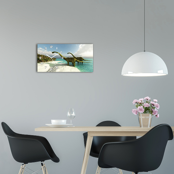 Glazen klok horizontaal Dinosaurussen op het strand