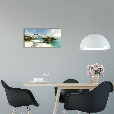 Glazen klok horizontaal Dinosaurussen op het strand