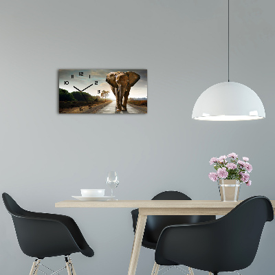 Glazen klok horizontaal Lopende olifant