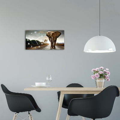 Glazen klok horizontaal Lopende olifant