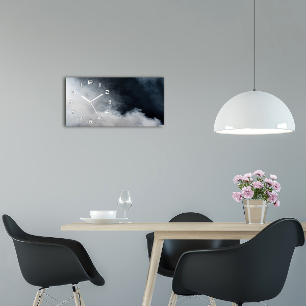 Glazen wandklok rechthoekig Witte rook