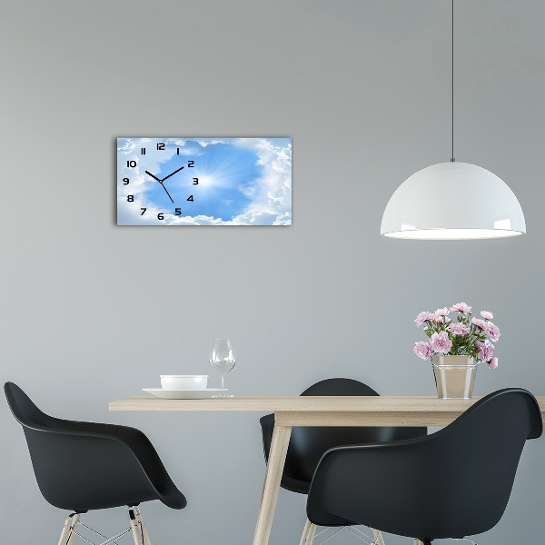 Glazen klok horizontaal Wolken aan de hemel
