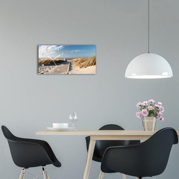 Glazen klok horizontaal Strandpad