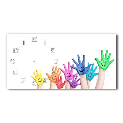 Glazen klok horizontaal Geschilderde handen