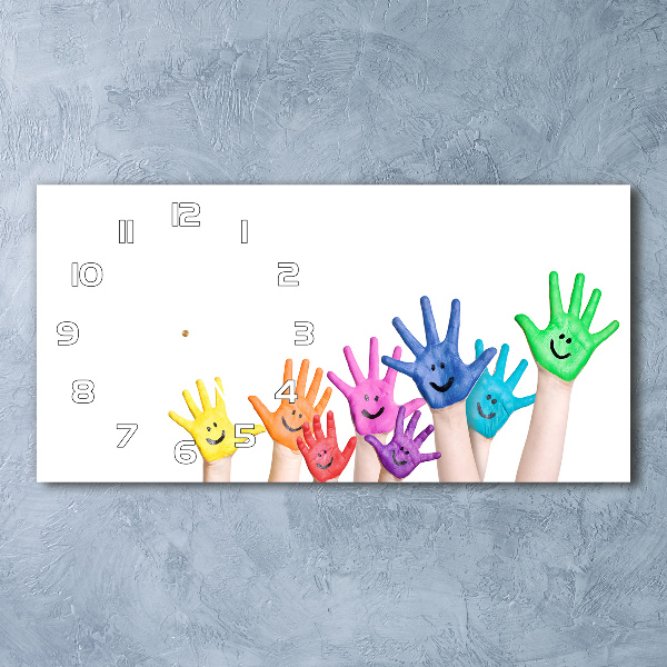 Glazen klok horizontaal Geschilderde handen