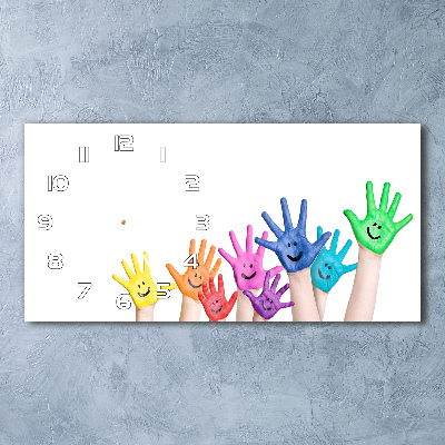 Glazen klok horizontaal Geschilderde handen