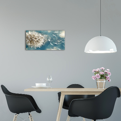 Glazen wandklok rechthoekig Paardenbloemen