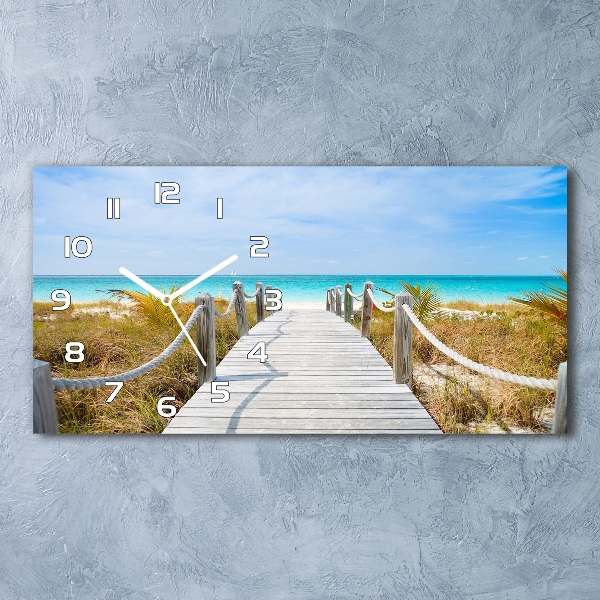 Glazen klok horizontaal Pad langs de zee