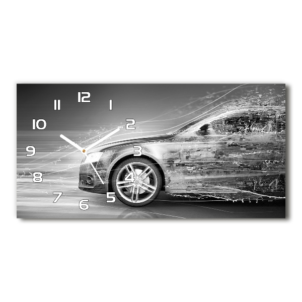 Glazen klok horizontaal Een auto die te hard rijdt