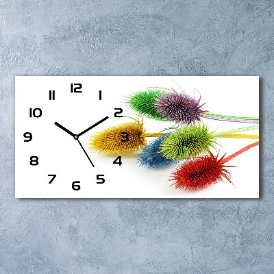 Glazen wandklok rechthoekig Distel