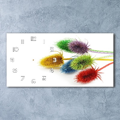 Glazen wandklok rechthoekig Distel