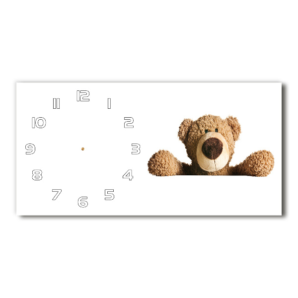 Langwerpige wandklok van glas Teddybeer