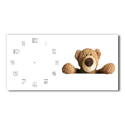 Langwerpige wandklok van glas Teddybeer