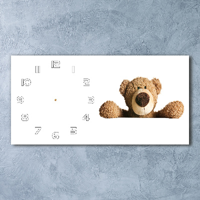 Langwerpige wandklok van glas Teddybeer