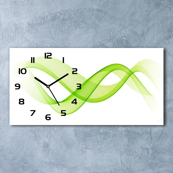 Langwerpige wandklok van glas Kleurrijke golven