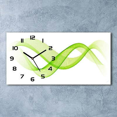 Langwerpige wandklok van glas Kleurrijke golven