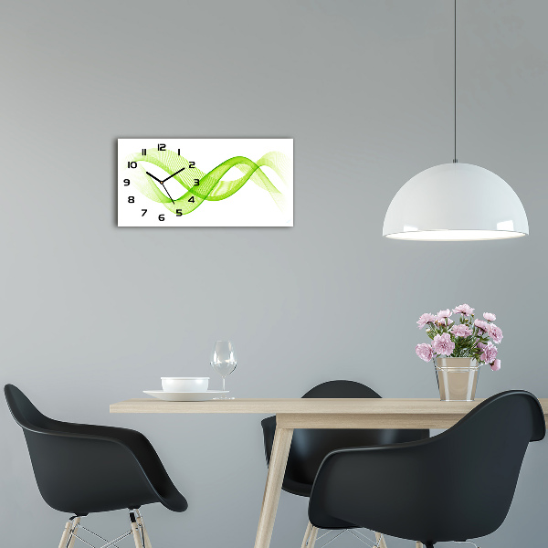 Langwerpige wandklok van glas Kleurrijke golven