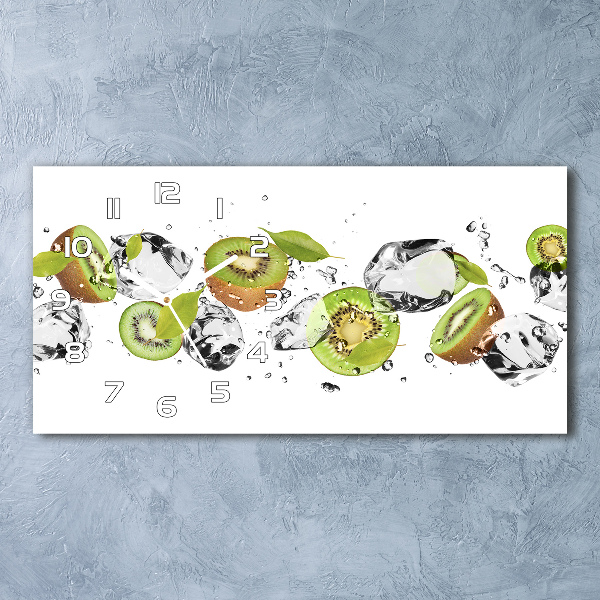 Glazen wandklok rechthoekig Kiwi en water