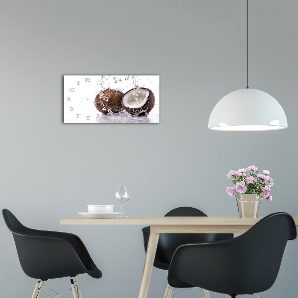 Langwerpige wandklok van glas Kokosnoot en water