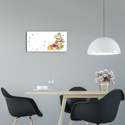 Langwerpige wandklok van glas Fruit met ijs