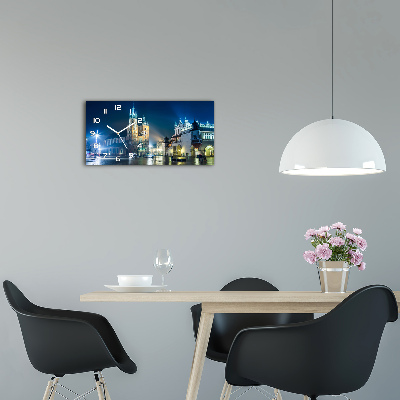 Glazen wandklok rechthoekig Krakau bij nacht