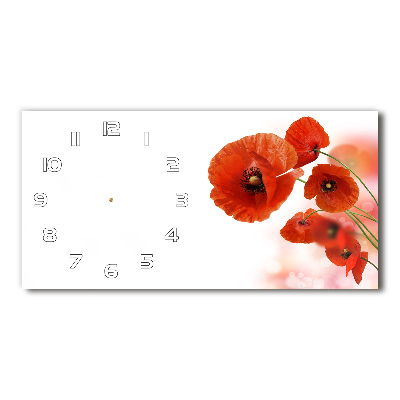 Glazen wandklok rechthoekig Klaprozen