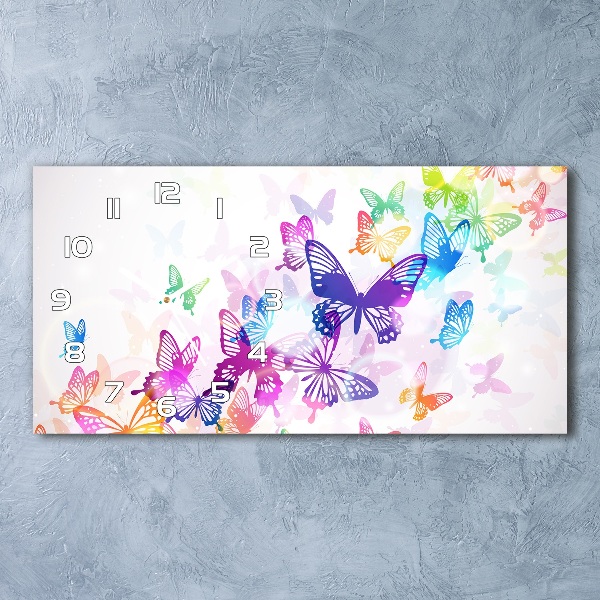 Glazen klok horizontaal Kleurrijke vlinders
