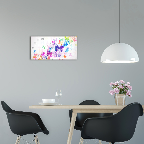 Glazen klok horizontaal Kleurrijke vlinders