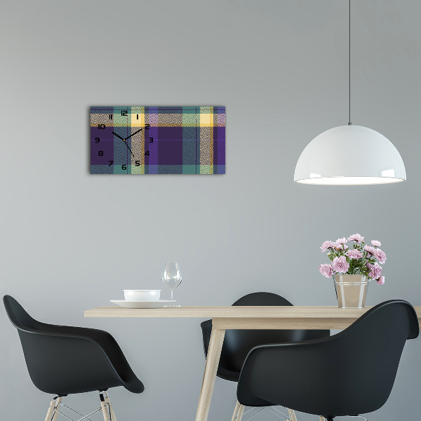 Langwerpige wandklok van glas Geruite textuur