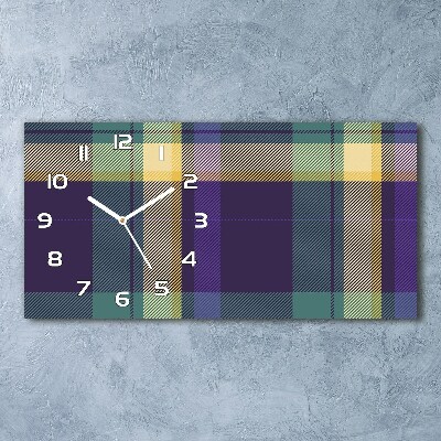 Langwerpige wandklok van glas Geruite textuur