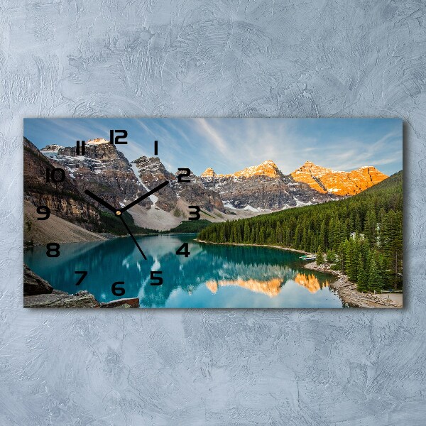 Glazen klok horizontaal Meer in de bergen