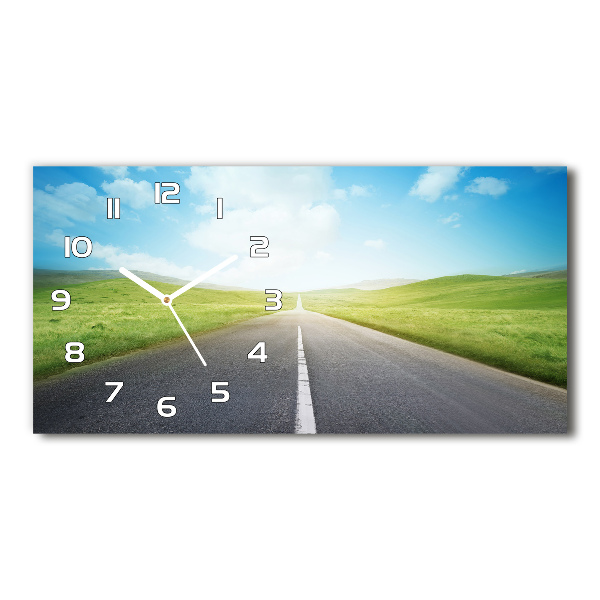 Glazen klok horizontaal De weg door de weide