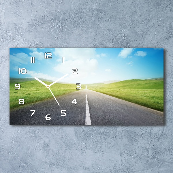 Glazen klok horizontaal De weg door de weide