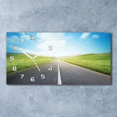 Glazen klok horizontaal De weg door de weide
