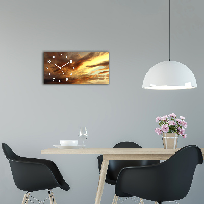 Langwerpige wandklok van glas Zonsopgang