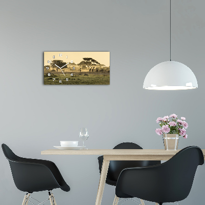 Glazen klok horizontaal Giraffen in de savanne