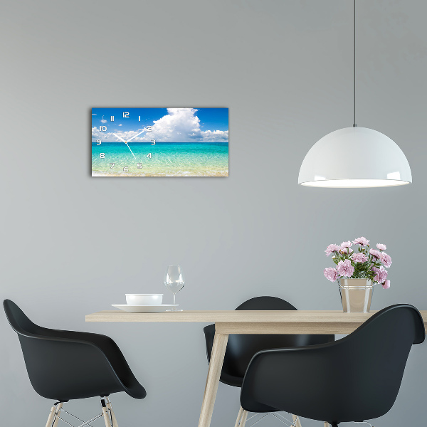 Langwerpige wandklok van glas Paradijsstrand