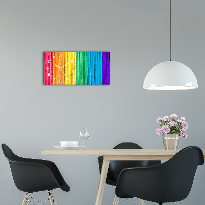 Langwerpige wandklok van glas Kleurrijke strepen