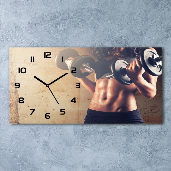 Langwerpige wandklok van glas Spieropbouw