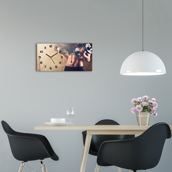 Langwerpige wandklok van glas Spieropbouw