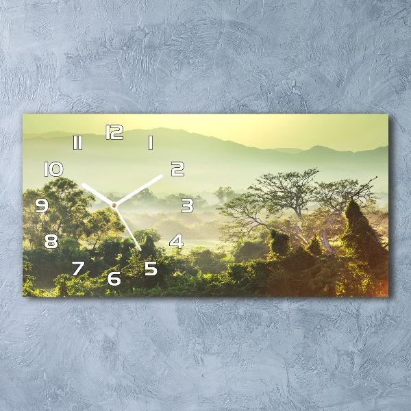Glazen wandklok rechthoekig jungle