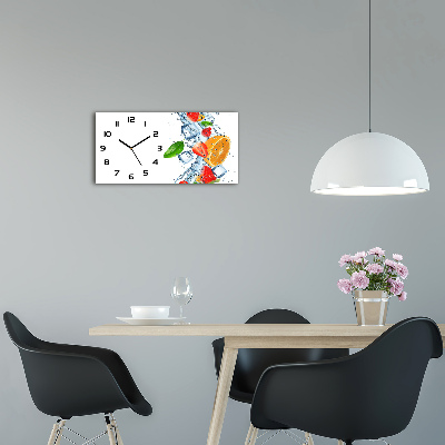 Langwerpige wandklok van glas Fruit met ijs