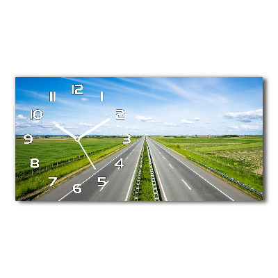 Glazen wandklok rechthoekig Snelweg