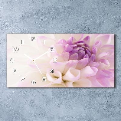 Glazen wandklok rechthoekig Witte dahlia