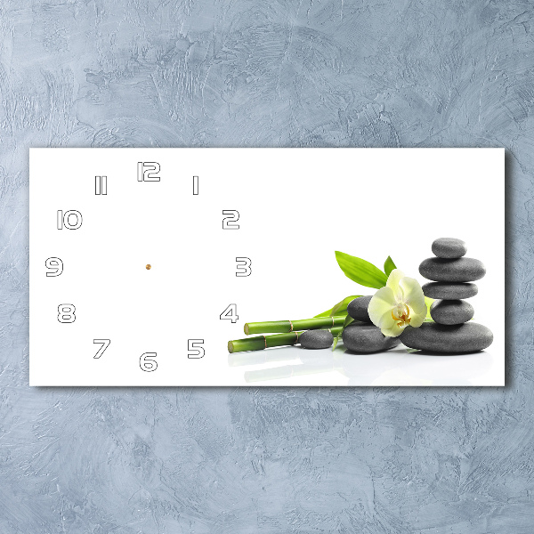 Glazen wandklok rechthoekig Orchidee