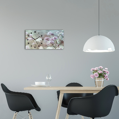 Langwerpige wandklok van glas Wilde bloemen
